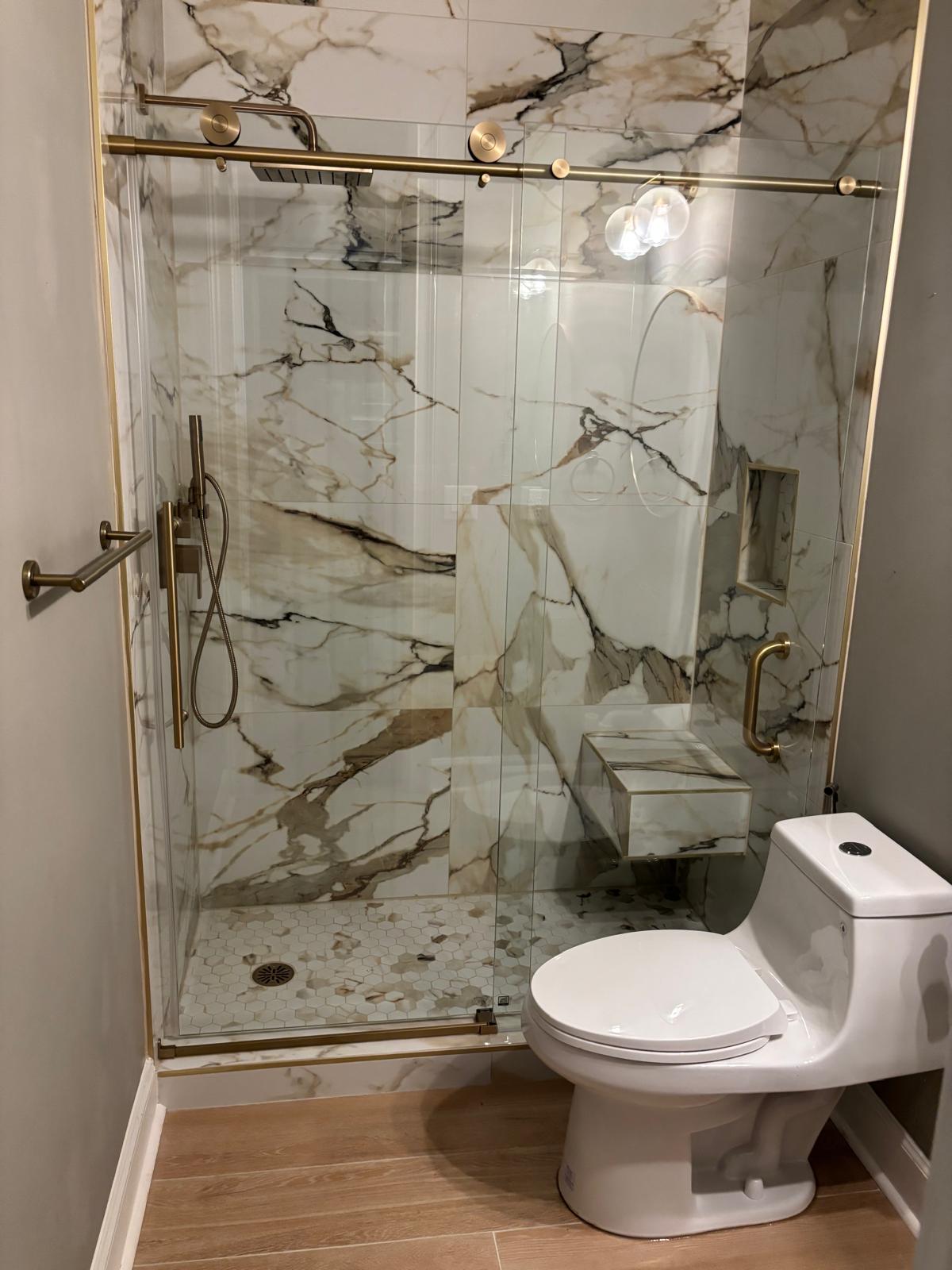 Marble Walk-In Shower & Bath Suite in Snellville, GA by LCK Construction